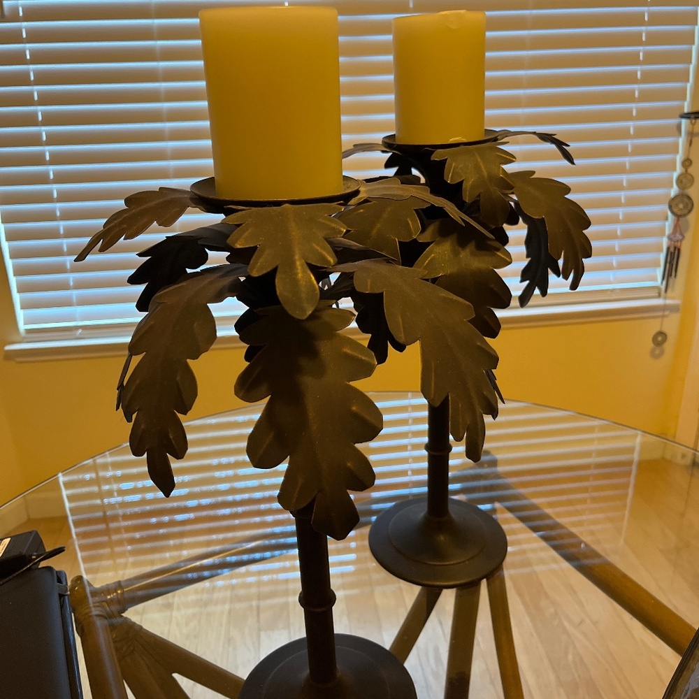 Metal Leaf Candlesticks